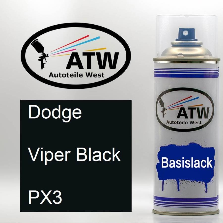 Dodge, Viper Black, PX3: 400ml Sprühdose, von ATW Autoteile West.